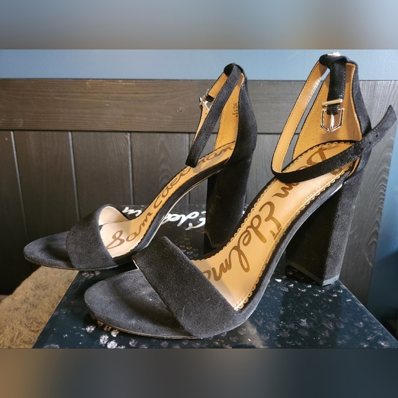 Sam Edelman Yaro Block Heel Sandal in Black Suede - Picture 4 of 5